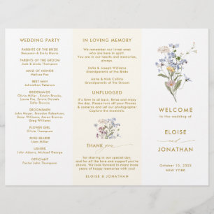 Meadow Gold-Hochzeitsprogramm für Frühjahr-Wildblu