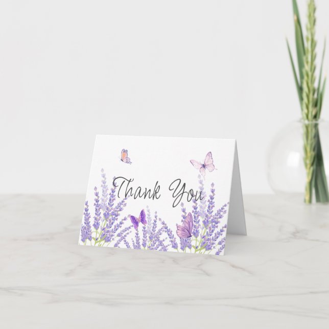 Meadow Lavender Floral Butterfly Babydusche Dankeskarte (Vorderseite)