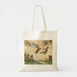Meadow Matchup Playful Hares in a Meadow Tragetasche