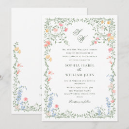 Meadow Pastel Französische Rose Blumenhochzeit Einladung