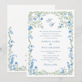 Meadow Pastel Französische Rose Blumenhochzeit Einladung