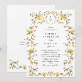 Meadow Pastel Französische Rose Blumenhochzeit Einladung