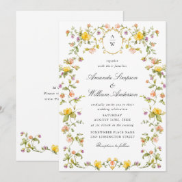 Meadow Pastel Französische Rose Blumenhochzeit Einladung