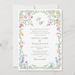 Meadow Pastel Französische Rose Blumenhochzeit Einladung