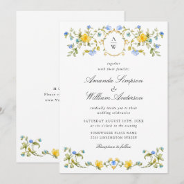 Meadow Pastel Französische Rose Blumenhochzeit Einladung