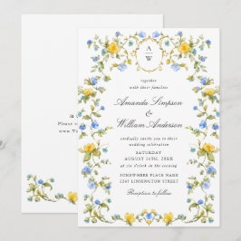 Meadow Pastel Französische Rose Blumenhochzeit Einladung
