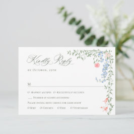 Meadow Pastel Französische Rose Blumenhochzeit RSVP Karte