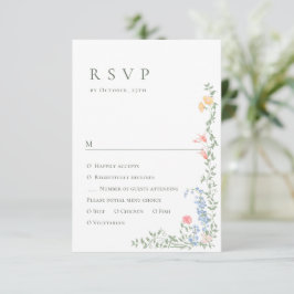 Meadow Pastel Französische Rose Blumenhochzeit RSVP Karte