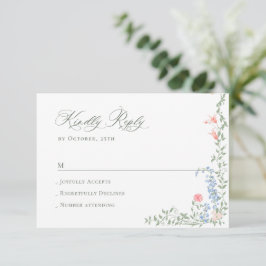 Meadow Pastel Französische Rose Blumenhochzeit RSVP Karte