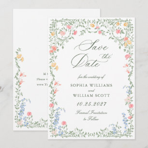 Meadow Pastel Französische Rose Blumenhochzeit Save The Date