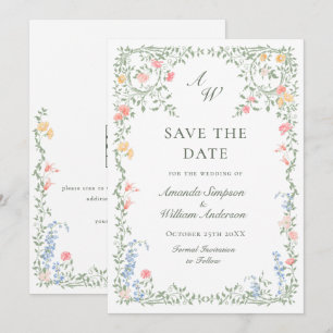Meadow Pastel Französische Rose Blumenhochzeit Save The Date