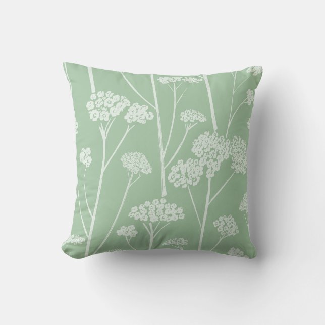 Meadow Silence Wildflower Green Pale Seafoam Kissen (Vorderseite)