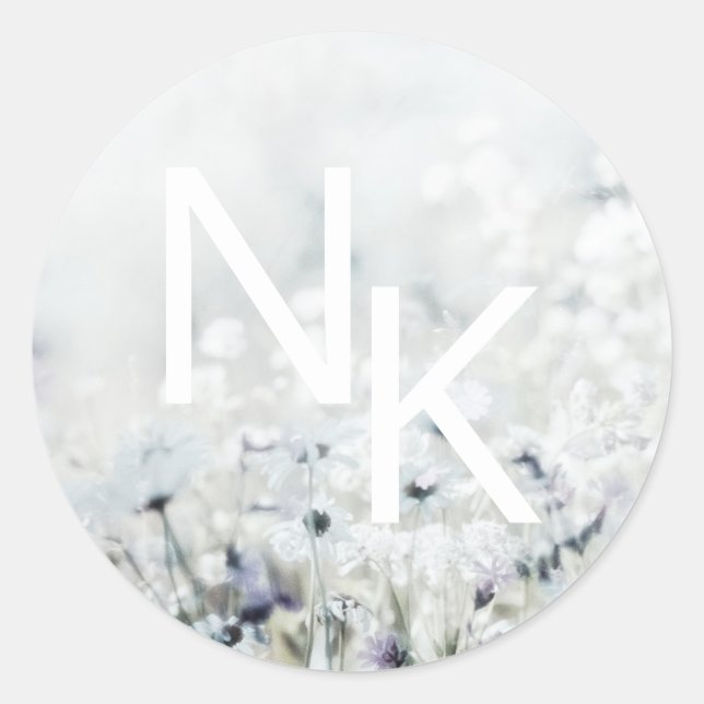 Meadow Song verblasst Mit Monogramm Hochzeitsticke Runder Aufkleber (Vorderseite)