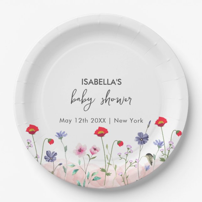 Meadow Summer Wildblume Babydusche Pappteller (Vorderseite)