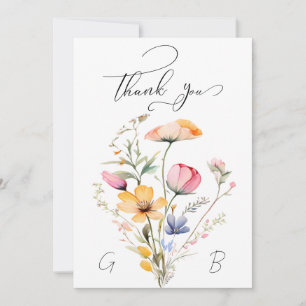 Meadow Wildblume Wedding Monogram Danke Card