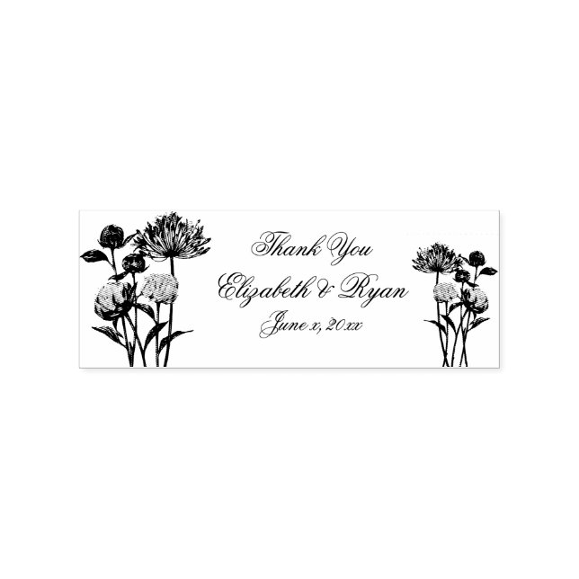 Meadow Wildblumen Wedding Danke, Gummistempel (Prägung)