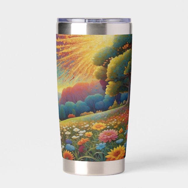 Meadow Wildflowers Colorful Art Thermobecher (Rückseite)