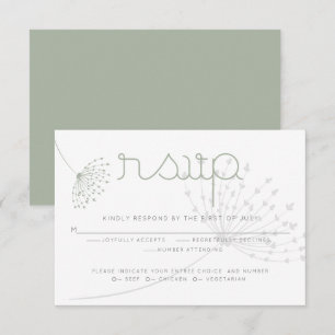 Meal Choice RSVP Simple Sage Green Flower Einladung