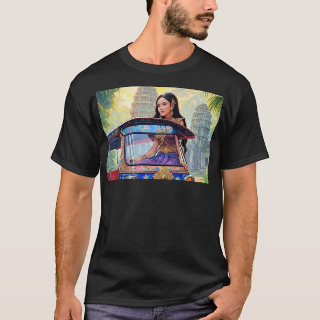 Mealea fährt selbstfahrende Tuk Tuk auf Ta Prohm I T-Shirt (Vorderseite)