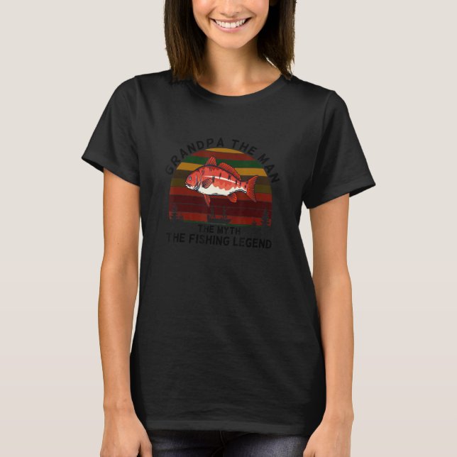 Meaningful GRANDPA Man Myth Legend Redfish Fishing T-Shirt (Vorderseite)