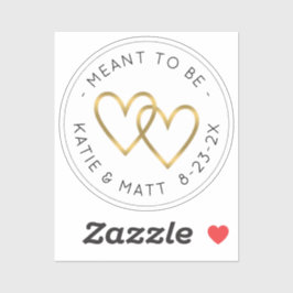 Meant to be Double Heart Metallic Gold Wedding Aufkleber