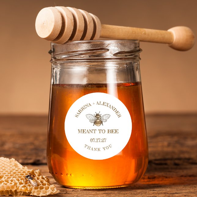 Meant To Bee Honey Jar Wedding Favor Labels Runder Aufkleber (Von Creator hochgeladen)