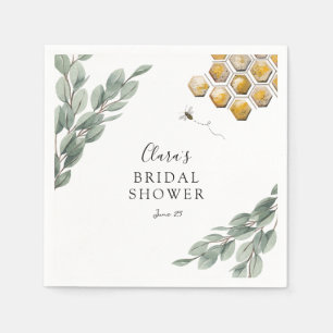 Meant to Bee Honeycomb Eucalyptus Bridal Shower Serviette