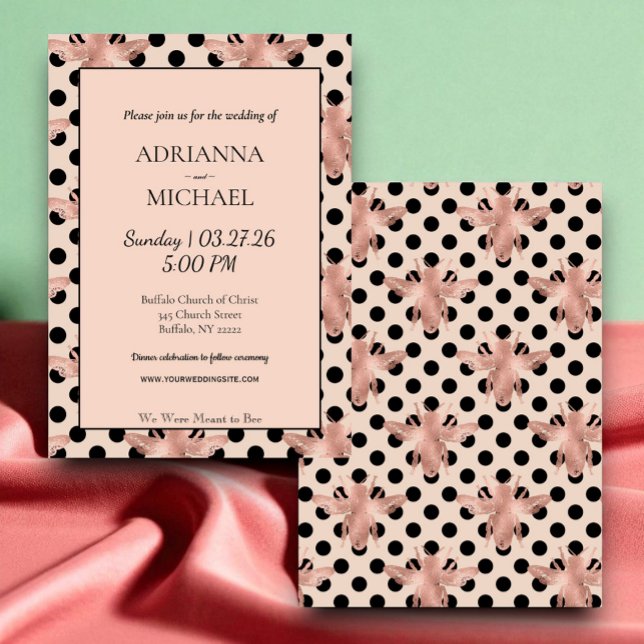 Meant to Bee Rustic Pink Wedding Invitation Einladung (Von Creator hochgeladen)