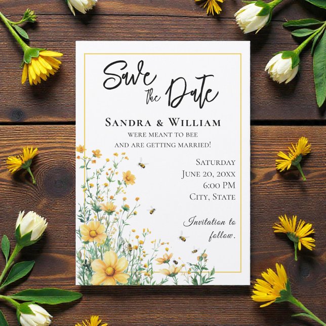 Meant to Bee Rustic Save the Date Einladung (Von Creator hochgeladen)