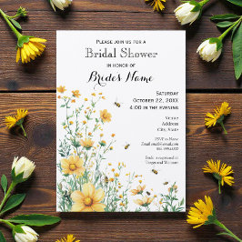 Meant to Bee Rustic Yellow Bridal Shower Einladung