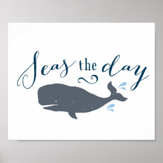 Meas the Day Vintag Whale Poster