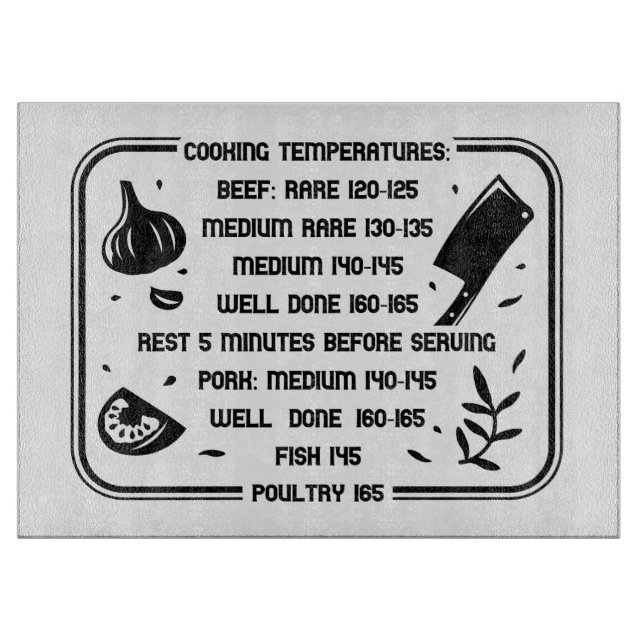Meat Cooking Temps Schneidebrett (Vorderseite)