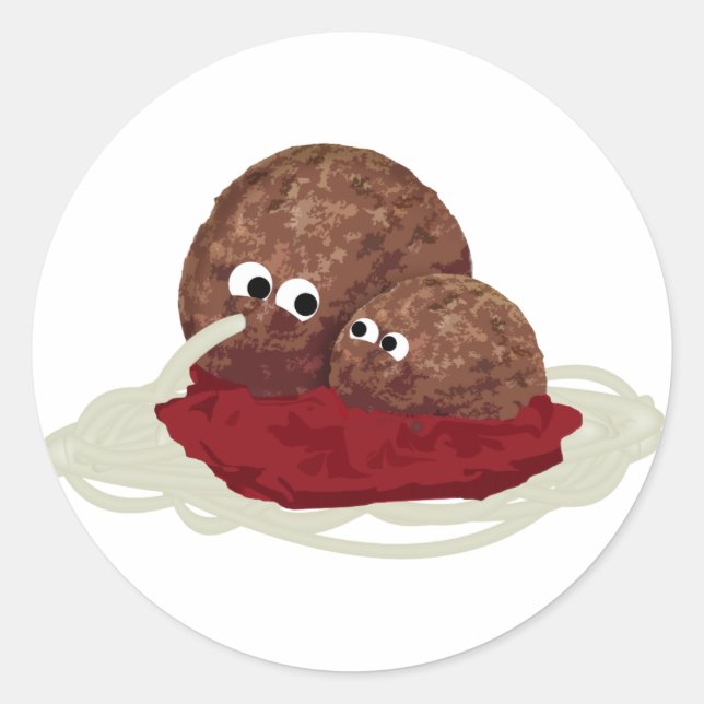 Meatball Eating Spaghetti Runder Aufkleber (Vorderseite)