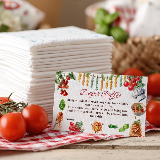 Meatball Italian Pasta Baby Shower Diaper Raffle Begleitkarte (Meatball Italian Pasta Baby Shower Diaper Raffle Enclosure Card)