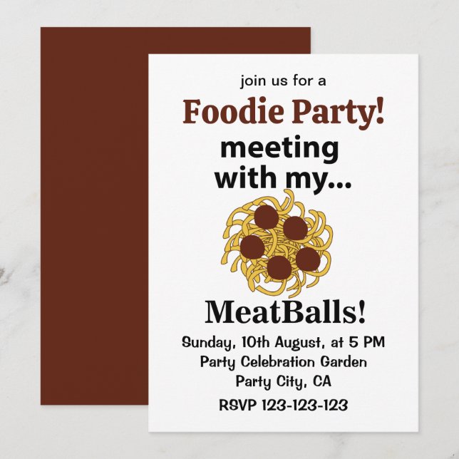 Meatballs Funny Meeting mit meinen Meatballs Einladung (Vorne/Hinten)