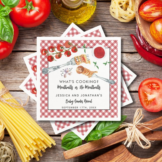 Meatballs Or No Meatballs Gender Reveal Party Serviette (Von Creator hochgeladen)