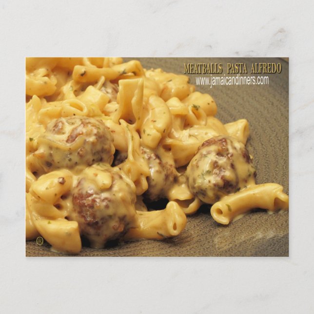 Meatballs Pasta Alfredo Postkarte (Vorderseite)