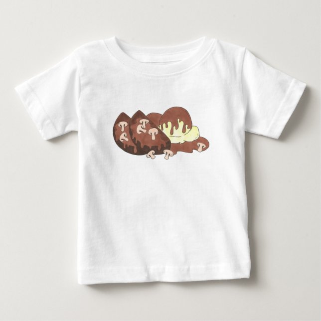 Meatloaf Fleisch mit Kartoffeln Pilz Gravy Nahrung Baby T-shirt (Vorderseite)