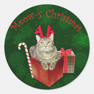 Meau Weihnachten Runder Aufkleber