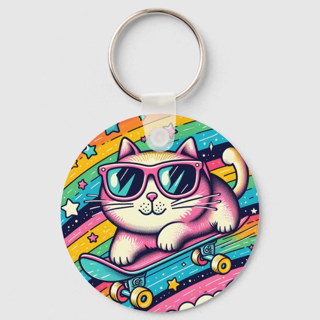 Meaw Cat Cartoon Schlüsselanhänger (Vorderseite)