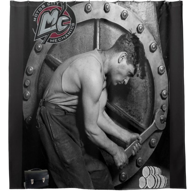 Mécanique homme noir rideau de douche (Devant)