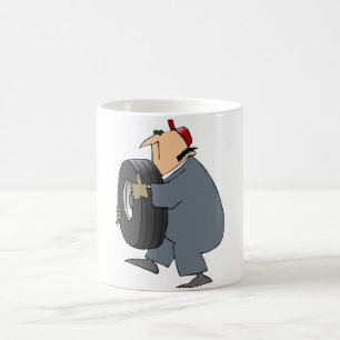 Mécanique Portant Un Pneu De Mug