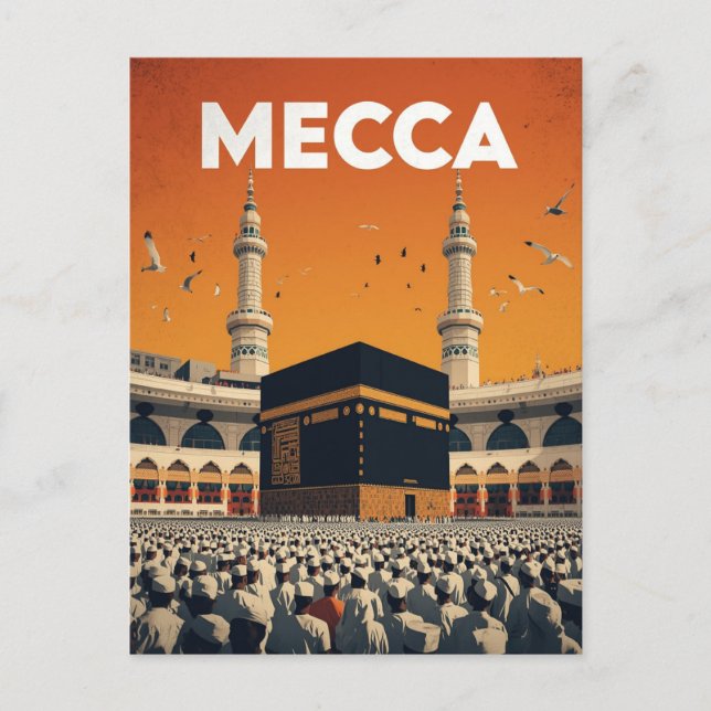 Mecca Hajj Pilgrimage Islamic Postkarte (Vorderseite)