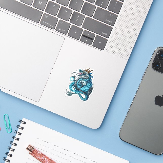Mech Dragon Custom-Cut Vinyl Sticker (Laptop mit iPhone)