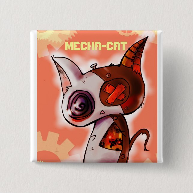 Mecha-Katze Rosa Button (Vorderseite)