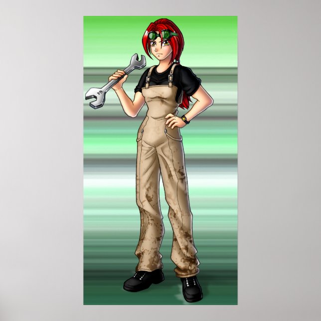 Mechanic Anime Girl Poster (Vorne)