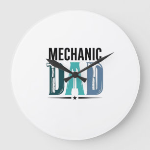 Mechanic Dad Vintage Tool Typography Design_1 Große Wanduhr