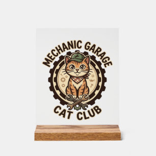 Mechanic Garage Katze POD Vektorgrafik - Mechanic Acrylschild
