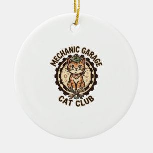 Mechanic Garage Katze POD Vektorgrafik - Mechanic Keramik Ornament