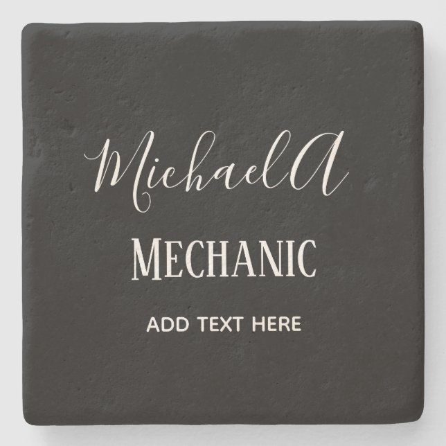 MECHANIC Personalisierte Geschenke CLASSIC Schwarz Steinuntersetzer (Vorderseite)